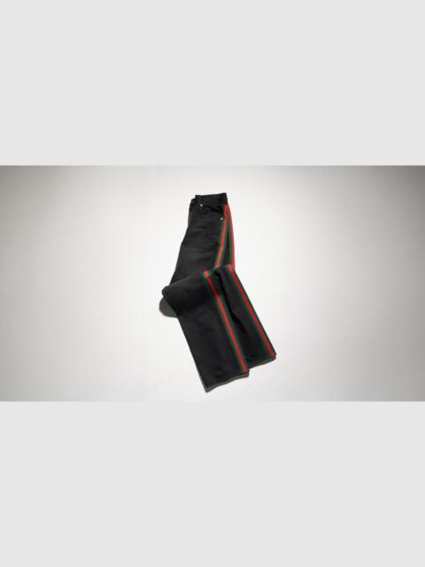 GUCCI Cotton denim pants with Web insert