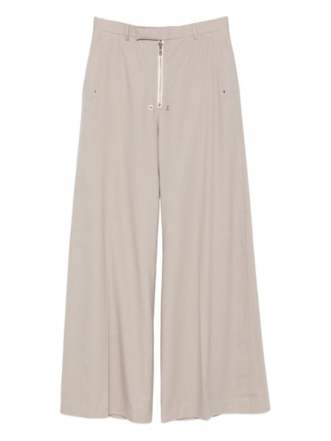 zip-fly wide-leg trousers