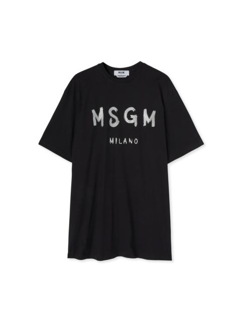 MSGM Cotton crewneck t-shirt with brushed logo