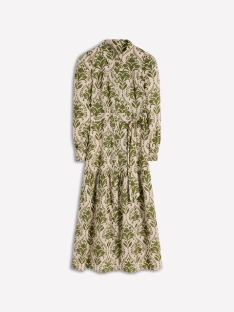 BODEN Ellie Cotton Maxi Shirt Dress-Green Decorative Lattice