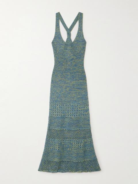 ESCVDO Twist-back Pointelle-knit Cotton Maxi Dress