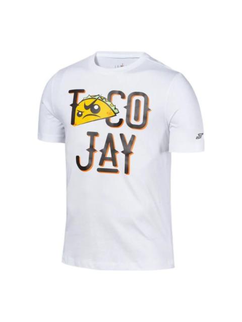 Jordan Air Jordan x Tatum TACO JAY Crossover Alphabet Round Neck Casual Short Sleeve White DV5538-100