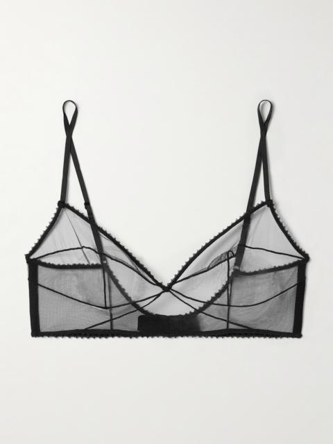 KIKI DE MONTPARNASSE Perle Embroidered Mesh Soft-cup Bra