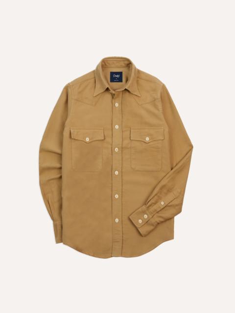 Drake's Sand Moleskin Two-Pocket Western Shirt