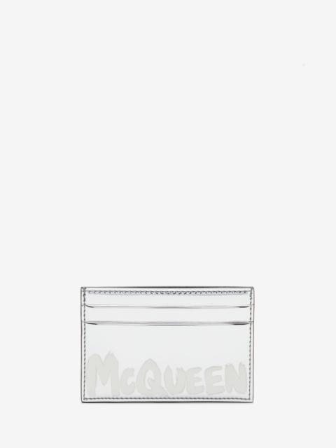 Men's McQueen Graffiti Card Holder in Silver