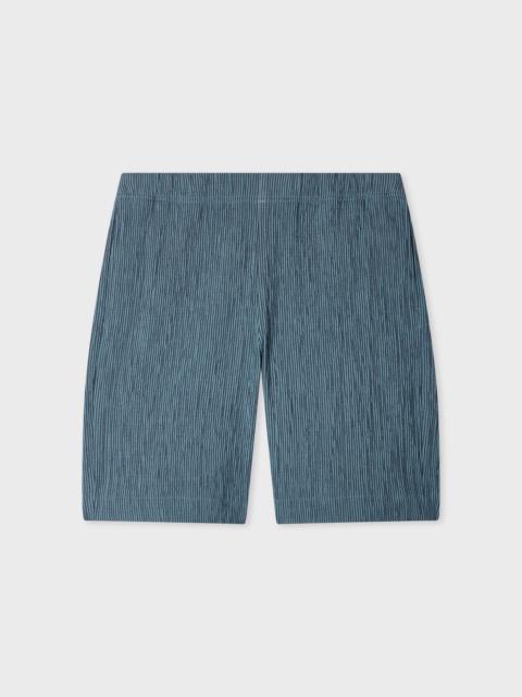 Paul Smith Mid Blue Textured-Stripe Shorts