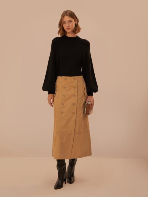 FARM RIO Brown Yoked Midi Skirt
