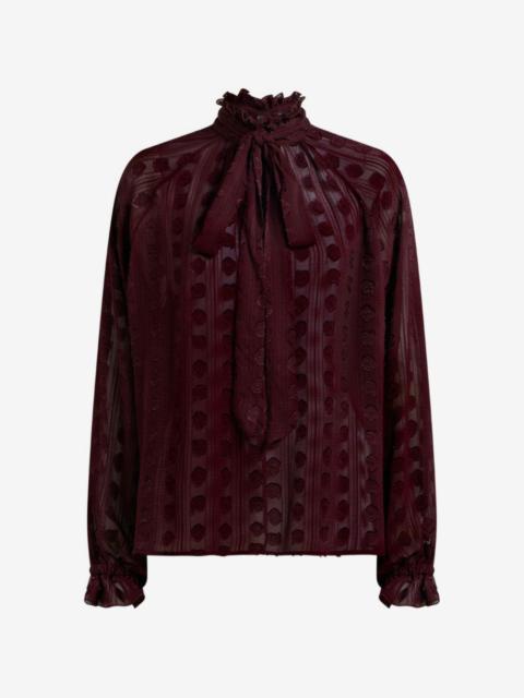 Etro jacquard blouse with silk scarf and fil coupé motif