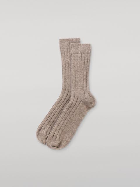 Johnstons of Elgin Fleming Men's Light Brown Cashmere Socks