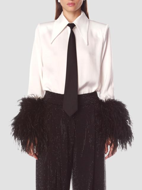 BRONX BANCO Women's Tie Feather-Cuff Shirt - White