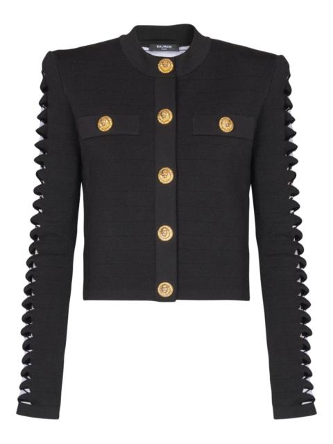 Balmain cut-out sleeve buttoned cardigan