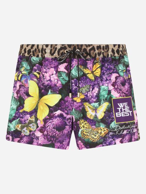 Dolce & Gabbana Short swim trunks with butterfly print