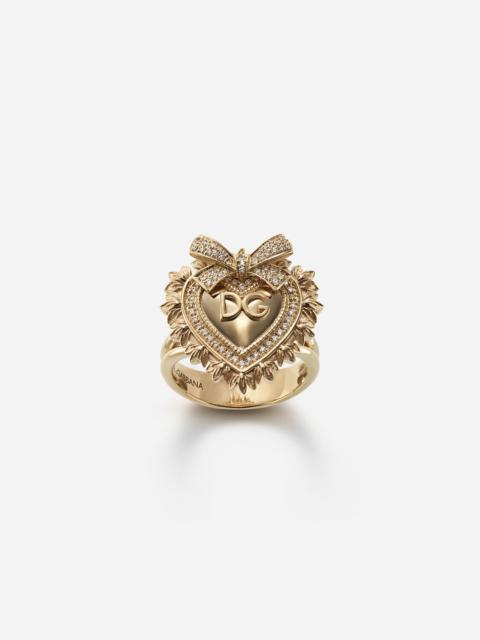 Devotion ring in yellow gold with diamonds