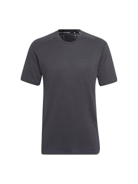 Men's adidas Solid Color Round Neck Short Sleeve Black T-Shirt HC4226