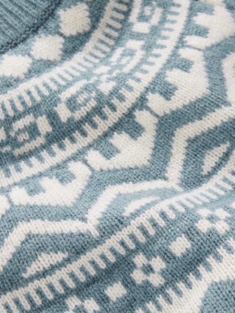 BODEN Marion Merino Rib Neck Sweater-Cloud Blue, Fair Isle