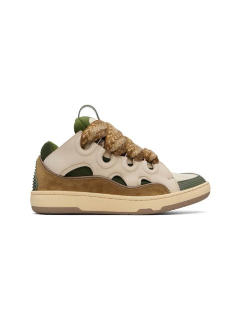 Lanvin Beige & Khaki Curb Leather Sneakers