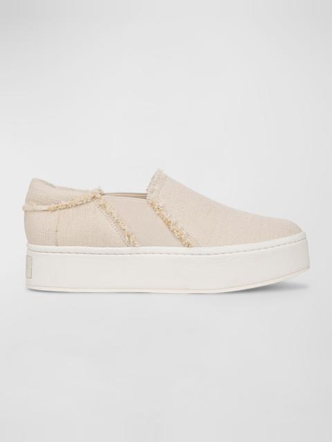 Vince Warren Frayed Denim Slip-On Sneakers