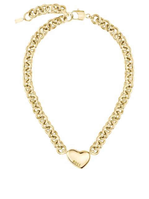 BOSS HEART-CHARM NECKLACE IN GOLD-TONE STEEL