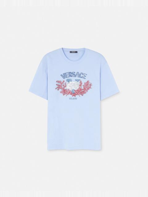 Embroidered University Coral T-Shirt