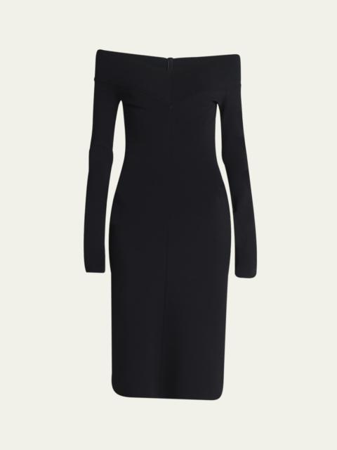 Off-the-Shoulder Compact Knit Midi Dress