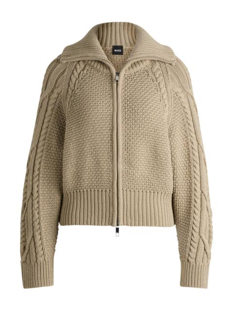 BOSS STRUCTURED CARDIGAN IN MERCERIZED COTTON AND WOOL