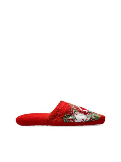 VERSACE baroque-print slippers
