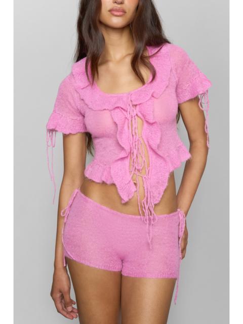 GUIZIO RUFFLE KNIT TIE TOP