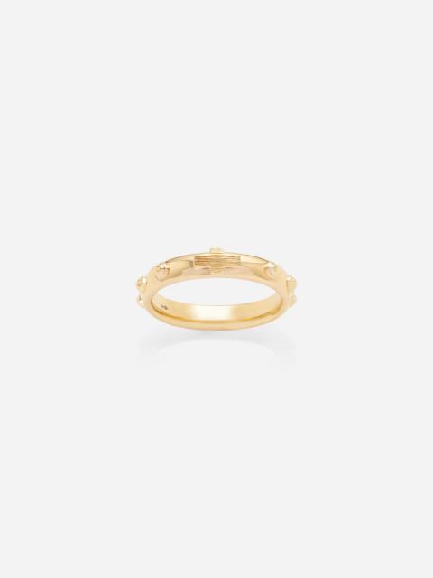 Dolce & Gabbana Love yellow gold rossary band with studs and brushed cross