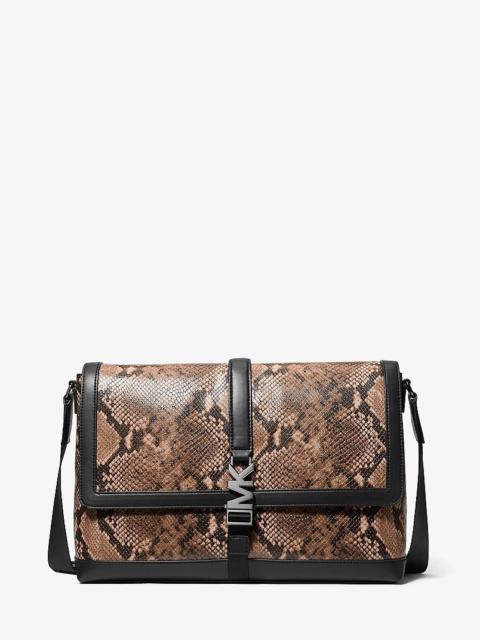MICHAEL KORS Cyrus Medium Snake Embossed Messenger Bag