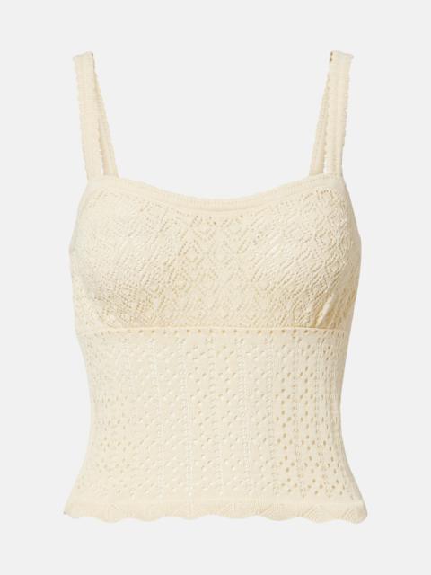 DÔEN Nadille pointelle scalloped top