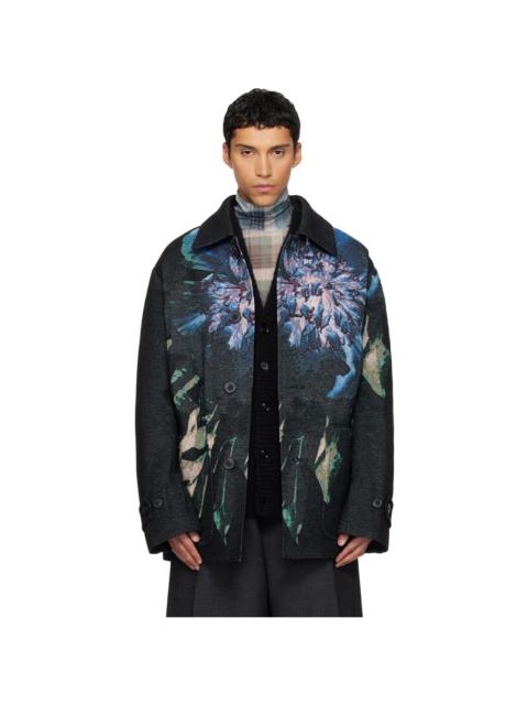 Dries Van Noten Black Jacquard Coat