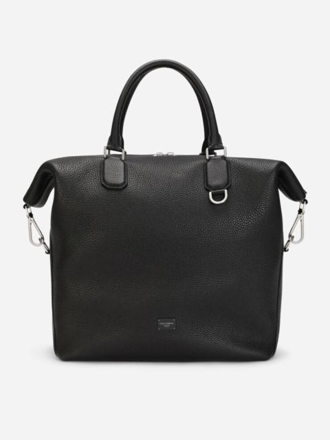 Dolce & Gabbana Palermo shopper in hammered calfskin with branded plate