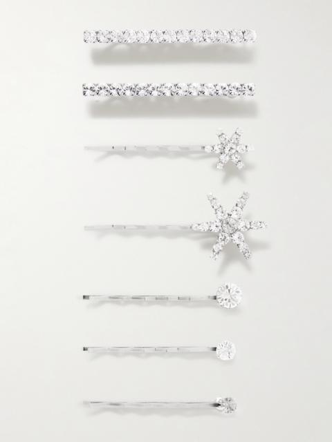 Jennifer Behr Luzia Set Of Seven Silver-tone Swarovski Crystal Hair Slides