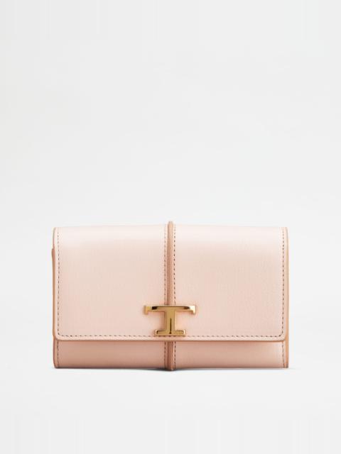 Tod's T TIMELESS WALLET IN LEATHER - PINK