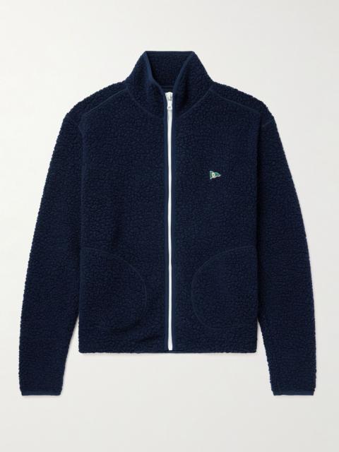 Drake's Logo-Embroidered Wool-Blend Fleece Jacket Navy