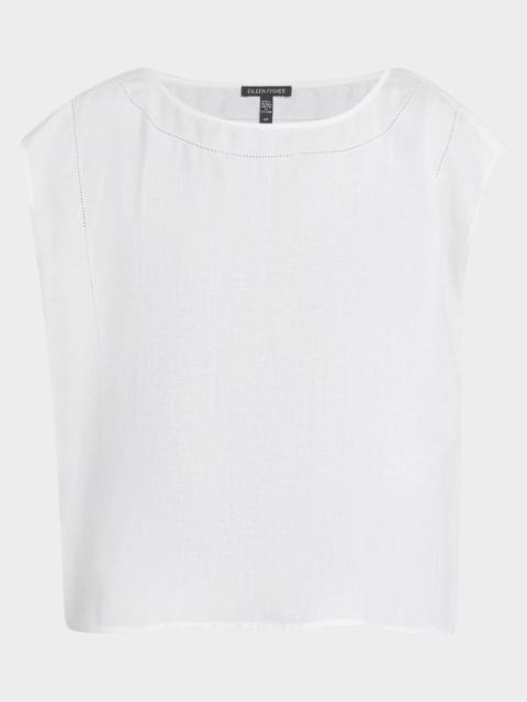 EILEEN FISHER Open-Stitch Organic Linen Top