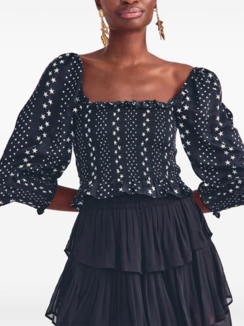 LoveShackFancy Russel star-print ruffled blouse