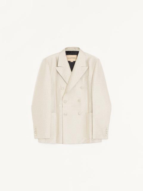 Valentino VALENTINO DOUBLE-BREASTED SILK JACKET WITH PLUSDEPOIS JACQUARD PATTERN AND PRESSED CREASE