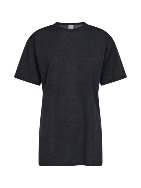TOTEME Charcoal mélange oversized Lyocell and cashmere knit T-shirt
