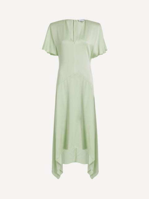Stella McCartney Envers Sherbert Green Satin V-Neck Dress