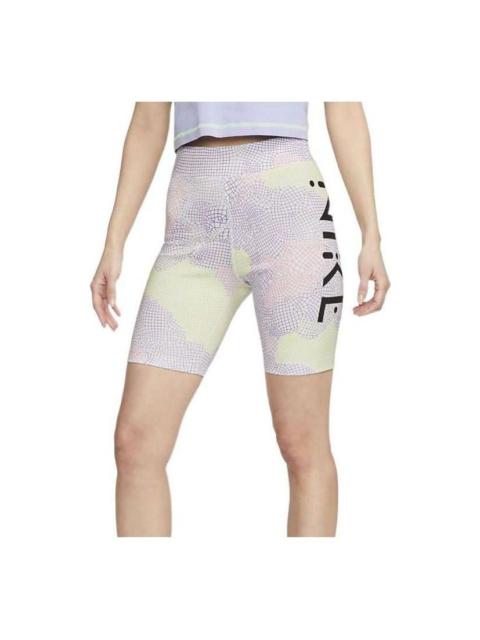 (WMNS) Nike x Serena Williams Design Crew High-waisted Printed Biker Shorts (Asia Sizing) 'Purple Ye