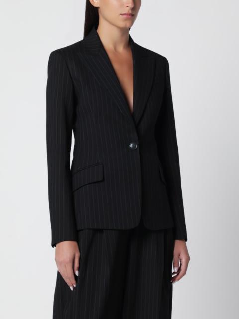THE ANDAMANE Single-breasted black pinstripe jacket in cotton blend