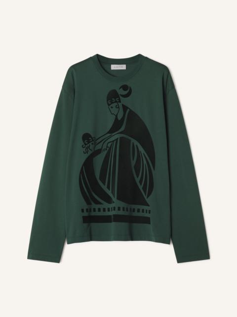 Lanvin LONG SLEEVED COTTON T-SHIRT WITH FLOCKED MOTHER AND CHILD MOTIF