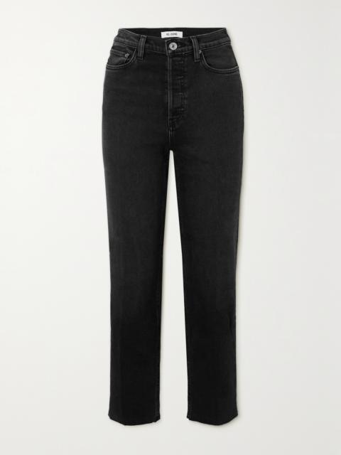 RE/DONE 70s Stove Pipe Cropped Distressed High-rise Straight-leg Jeans