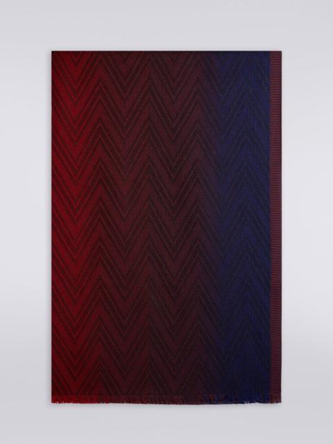 Missoni Viscose and wool chevron knit stole with frayed edges