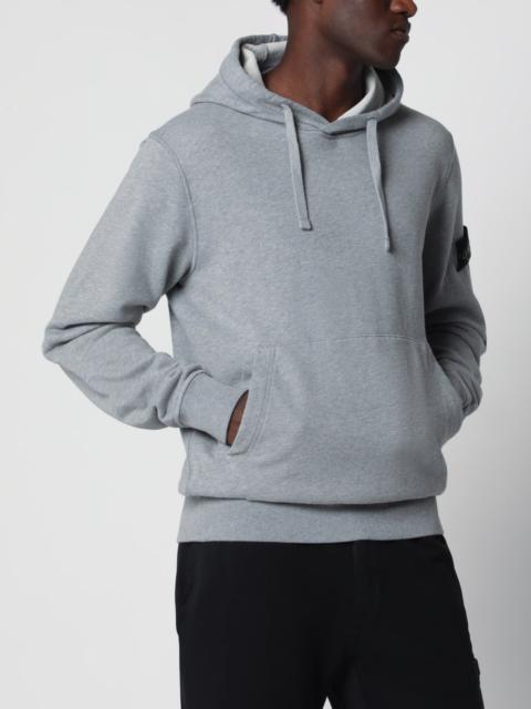 Stone Island Grey mélange cotton hoodie