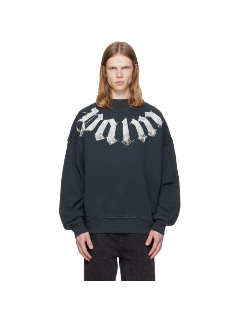 Palm Angels Black Big Neck Logo Loose Sweatshirt