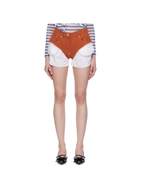 pushBUTTON Orange Layered Denim Shorts