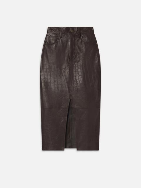 FRAME The Midaxi Leather Skirt in Espresso Croc