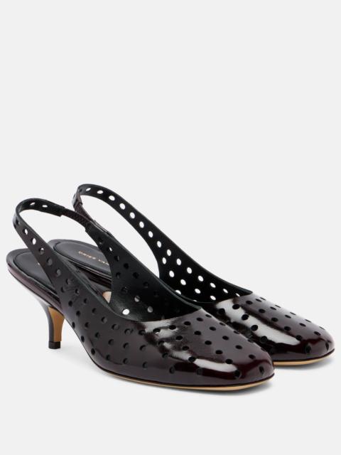 Dries Van Noten 65 perforated leather slingback pumps